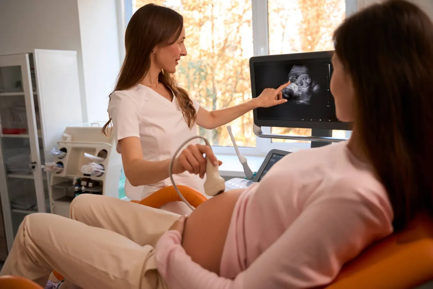 An ultrasound image on a monitor